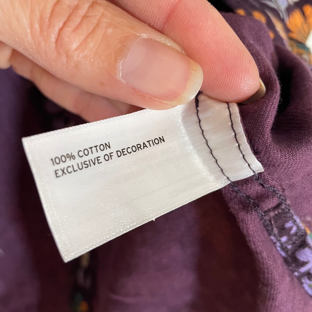 Duluth Trading Co Womens Free Swingin Flannel Shirt Floral Butterfly Purple L - Picture 6 of 8